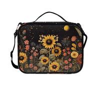 COEQINE Custodia per libri biblici con girasole Flora Bibbia con manici tasca con cerniera da donna nera