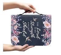 COEQINE Custodia per libro della Bibbia in pelle con stampa floreale viola con manici, Trust in the Lord with All Your Heart Pattern Church Bag 9 x 12