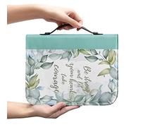 COEQINE Custodia per libro in pelle per Bibbia, borsa impermeabile da chiesa con manici, Be Strong and Let Your Heart Take Couiage Pattern Hawaii Leaf Print Book Case per donne 9 x 12