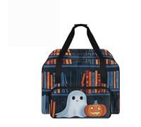 COEQINE Custodia per macchina da cucire con fondo rigido con borsa a tema nero per macchine da cucire più standard, 50,8 x 25,4 x 33 cm, Libri Ghost Pumpkin, Borsa da viaggio