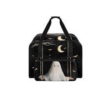 COEQINE Custodia per macchina da cucire con fondo rigido con borsa a tema nero per macchine da cucire più standard, 50,8 x 25,4 x 33 cm, Halloween Ghost Moon Nero, Borsa da viaggio
