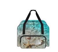 COEQINE Custodia per macchina da cucire con tasche e manici, kit da cucito, accessori da viaggio, artigianato, viaggi, 50 x 33 x 25 cm, Stella marina dell'oceano, Borsa da viaggio