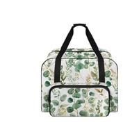 COEQINE Custodia per macchina da cucire con tasche e manici, kit da cucito, accessori da viaggio, artigianato, viaggi, 50 x 33 x 25 cm, Motivo a foglie verdi, Borsa da viaggio