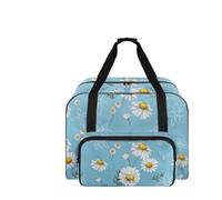 COEQINE Custodia per macchina da cucire, portatile, resistente, per progetti di cucito da viaggio, 20 x 10 x 13 cm, Motivo margherita blu, Borsa da viaggio