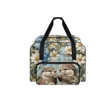 COEQINE Custodia per macchina da cucire, portatile, resistente, per progetti di cucito da viaggio, 20 x 10 x 13 cm, Design floreale lontra, Borsa da viaggio