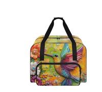 COEQINE Custodia per macchina da cucire, portatile, resistente, per progetti di cucito da viaggio, 20 x 10 x 13 cm, Motivo colorato colibrì, Borsa da viaggio