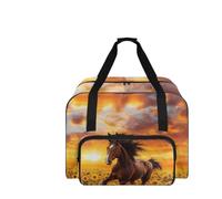 COEQINE Custodia per macchina da cucire, portatile, resistente, per progetti di cucito da viaggio, 20 x 10 x 13 cm, Modello Tramonto Cavallo, Borsa da viaggio
