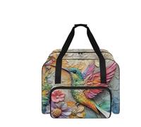 COEQINE Custodia per macchina da cucire, portatile, resistente, per progetti di cucito da viaggio, 20 x 10 x 13 cm, Design con fiori di colibrì, Borsa da viaggio