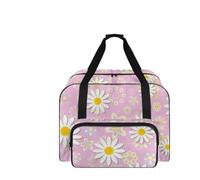 COEQINE Custodia per macchina da cucire, portatile, resistente, per progetti di cucito da viaggio, 20 x 10 x 13 cm, Motivo margherita rosa, Borsa da viaggio