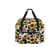 COEQINE Custodia per macchina da cucire, portatile, resistente, per progetti di cucito da viaggio, 20 x 10 x 13 cm, Stampa di mucca di girasole, Borsa da viaggio