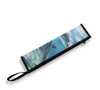 COEQINE Custodia per utensili blu con delfino, organizer da viaggio per utensili da viaggio, con portachiavi, per donne, stampa di animali marini