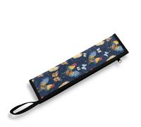 COEQINE Custodia portautensili blu Ortable con gallo, farfalla, coltello, forchetta e cucchiaio, borsa per il trasporto in paglia, borsa per il trasporto di servizi igienici, portatile, pieghevole,