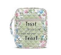 COEQINE Custodia trapuntata verde per donne, borsa tote di medie dimensioni per libri biblici, borse da viaggio per donne, fidati del Signore con tutto il tuo cuore, 27 x 21 x 5,5 cm