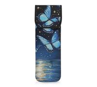 COEQINE Cute Hair Tools Floral Blue Butterfly Print Curling Iron Sleeve Soft Folding Storage Case Pouch Straightener per donne Salon Home Use