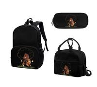 COEQINE Divertente zaino anguria per ragazze, con portapranzo e astuccio per la scuola, set da 3 pezzi, Kawaii Ragazze Gatti Farfalla