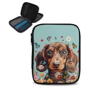 COEQINE Donne carine che lavorano a maglia e all'uncinetto borse per lana e aghi di stoccaggio kit all'uncinetto leggeri per principianti adulti fiori stampa cane borsa progetto per viaggi a maglia