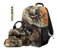 COEQINE Fantastico zaino per la scuola per ragazzi 8-10 10-12 14-16, borsa per la scuola per bambini con borsa per il pranzo astuccio portachiavi zaino da scuola set di 4, Tigre Bianca Cool Animal