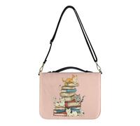 COEQINE Grande Bibbia Coperture Per Le Donne Taglia M-2XL Carino Pelle Bibbia Copertura di Trasporto Chiesa Borsa Protettiva Con Tracolla, Gatti carini con libro, Large