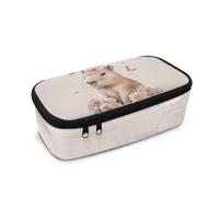 COEQINE Grazioso astuccio per la scuola per ragazze e ragazzi, carino, personalizzabile, super grande, per bambini e adolescenti, Kawaii Capybara Rose Flower, Taglia unica, Organizer per borse