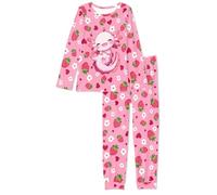 COEQINE Grazioso pigiama da donna con maniche lunghe e pantaloni lunghi, elegante camicia da notte con scollo rotondo, XS-6XL, Rosa Capy Bara Boho Carino, L
