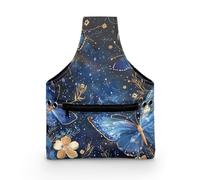 COEQINE Kit da cucito da viaggio, mini taglia S, kit da cucito portatile da viaggio, borsa blu farfalla oro estetica floreale kit da cucito per adulti leggero portatile lavabile in lavatrice 28 x 6 x