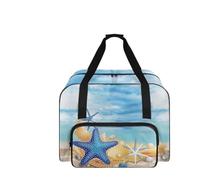 COEQINE Kit per macchina da cucire da donna, borsa da viaggio con tasche multiple, manici rinforzati, 50 x 33 x 25 cm, Design con stella marina blu oceano, Borsa da viaggio