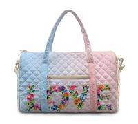 COEQINE Lettera A Trapuntata Pernottamento Palestra Borsa Oggetto Personale, Amore floreale patchwork rosa blu, L, Classico