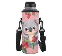 COEQINE Lightweigth - Custodia per bottiglia d'acqua per bambini e bambine, isolata con fragola, con tracolla, per la scuola