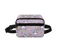 COEQINE Marsupio in vita con simpatico cartone animato, alla moda, impermeabile, regolabile, per corsa, escursionismo, ciclismo, Viola Cute Panda Boho Floreale, Zaino per bambini