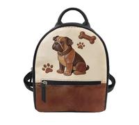COEQINE Mini zaino in pelle PU da 22,9 cm, beige con zampa di cucciolo, con cinghie regolabili e tasca frontale con cerniera, borsa casual leggera impermeabile per donne pendolari, regalo per lei