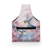 COEQINE Organizer per filati da cucito, con fiori di ciliegio rosa, colibrì estetico, motivo uccellini, kit da cucito, 20 x 4,5 x 26 cm