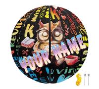 COEQINE Pallone da basket con farfalla con nome personalizzato rosa floreale cestino palla abbinata borsa con corda personalizzata regali sportivi per interni/esterni, taglia 5