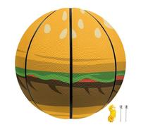 COEQINE Pallone da basket giallo per hamburger, per interni ed esterni, dimensioni ufficiali, con pompa e borsa per riporre oggetti, per amici, regali di compleanno, cerimonia di laurea, 75 cm