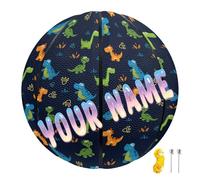 COEQINE Palloni da basket personalizzati con nome, dinosauro basket per donne e uomini, palla da allenamento personalizzata per fan dello sport, idea regalo, taglia 7