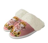 COEQINE Pantofole invernali da donna rosa con stampa animalier kawaii super morbide con suola antiscivolo, Cute Pig Girasole Rosa, 39/40 EU