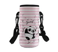 COEQINE Portaborraccia portatile regolabile tracolla per bambini adulti sport escursionismo passeggiate bottiglia d'acqua copertura adatta bottiglia in acciaio inox con motivo a strisce rosa Panda