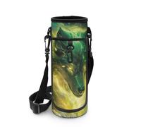 COEQINE Portabottiglie isolato per bambini, borsa portabottiglie con cinghia, per ragazze, custodia per chiavi, in acciaio inox, Lupo Verde