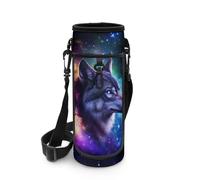 COEQINE Portabottiglie isolato per bambini, borsa portabottiglie con cinghia, per ragazze, custodia per chiavi, in acciaio inox, Galaxy Wiolf