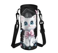 COEQINE Portabottiglie isolato per bambini per la scuola, design girasole Capybara, custodia in neoprene in acciaio inossidabile/bottiglie di plastica, borsa da passeggio per adulti, tracolla