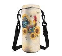 COEQINE Portabottiglie retrò con tracolla girasole pollo grande portabottiglie con tracolla farfalla stile vintage portabottiglie con manici per la scuola