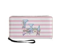 COEQINE Portafogli di carte per le donne farfalla iniziale carino signore pochette per feste borse lunghe per donna, Iniziale F Floreale, Casual