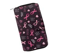 COEQINE Portafogli in pelle alla moda da donna, regalo di compleanno per San Valentino per moglie, Nastro rosa e lotta contro il cancro Fede Speranza Amore