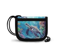 COEQINE Portafoglio a forma di animale per ragazzi e ragazzi a tre pieghe con tasca portamonete per bambini ragazzi viaggio collo portafoglio con cordino, Tartaruga marina carina