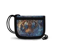 COEQINE Portafoglio a forma di animale per ragazzi e ragazzi a tre pieghe con tasca portamonete per bambini ragazzi viaggio collo portafoglio con cordino, Tiger Cool Animal