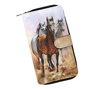 COEQINE Portafoglio animale, carino pollo lungo in pelle, borsa con cerniera per telefono moneta, borsa da viaggio per feste, Cavallo da corsa