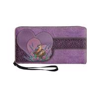 COEQINE Portafoglio da donna in pelle con girasole, pochette da donna, custodia compatta per cellulare da viaggio, Cuculo Viola, Casual