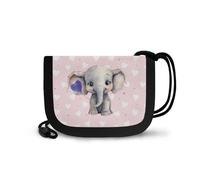 COEQINE Portafoglio da gioco per bambini con carte di credito per ragazze rosa portafoglio per bambine carino animale portafoglio con cordino sport, Elefante Rosa