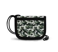 COEQINE Portafoglio da uomo a tre pieghe mimetico piccolo portafoglio con cerniera per bambini ragazzi 8-10 compleanno portafoglio con cordino, Verde Bianco Camo