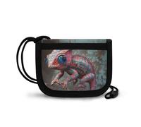 COEQINE Portafoglio per bambini per ragazzi dai 5 ai 7 anni, verde cartone animato, portafoglio con collo a tre ante per bambini da 8 a 10 anni di compleanno, Lucertola ragnatela