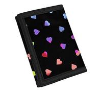 COEQINE Portafoglio Trifold leggero Trifold Money Bag con tasca per carte di credito per donne e bambine, Cuore colorato.